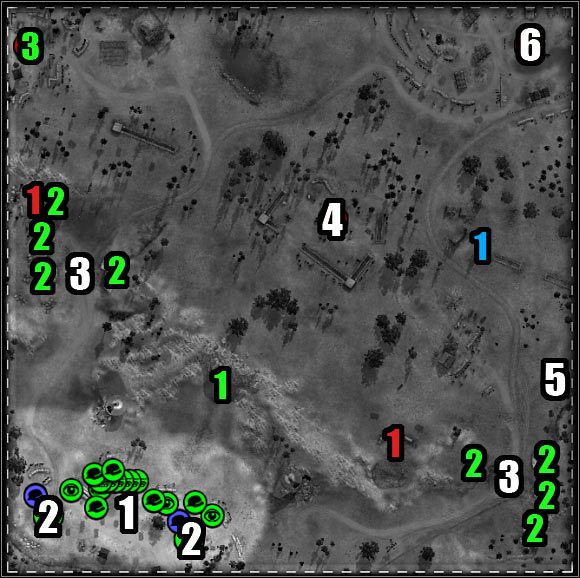 Oznaczenia na mapie - kolor biały (cele misji) - Misja 1 - End of the Line (mapa) | Akt 2 | Codename Panzers - Zimna Wojna - Codename: Panzers - Zimna Wojna - poradnik do gry