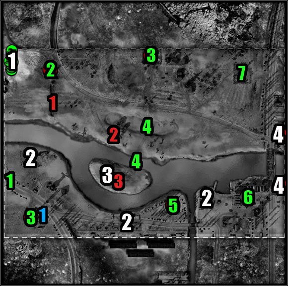 Oznaczenia na mapie - kolor biały (cele misji) - Misja 3 - White Star Rising (mapa) | Akt 2 | Codename Panzers - Zimna Wojna - Codename: Panzers - Zimna Wojna - poradnik do gry