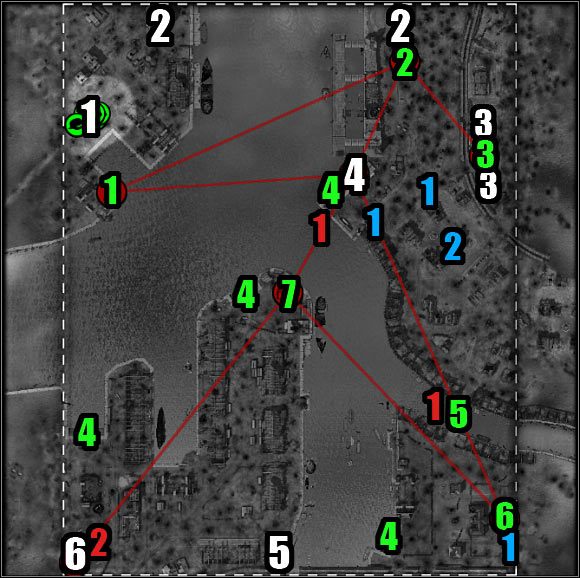 Oznaczenia na mapie - kolor biały (cele misji) - Misja 7 - Operation Guildsman (mapa) | Akt 2 | Codename Panzers - Zimna Wojna - Codename: Panzers - Zimna Wojna - poradnik do gry