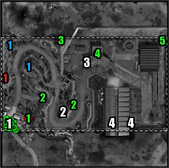 Oznaczenia na mapie - kolor biały (cele misji) - Misja 1 - Caravans (mapa) | Akt 3 | Codename Panzers - Zimna Wojna - Codename: Panzers - Zimna Wojna - poradnik do gry