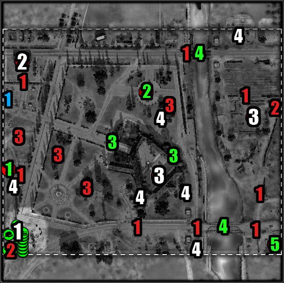 Oznaczenia na mapie - kolor biały (cele misji) - Misja 1 - The Spoils of Autumn (mapa) | Akt 4 | Codename Panzers - Zimna Wojna - Codename: Panzers - Zimna Wojna - poradnik do gry