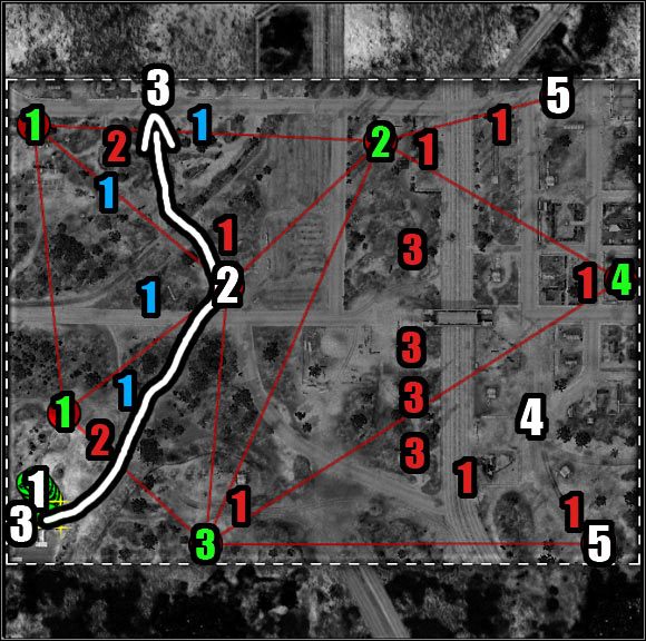 Oznaczenia na mapie - kolor biały (cele misji) - Misja 2 - Victory is a B Letter Word (mapa) | Akt 4 - Codename: Panzers - Zimna Wojna - poradnik do gry