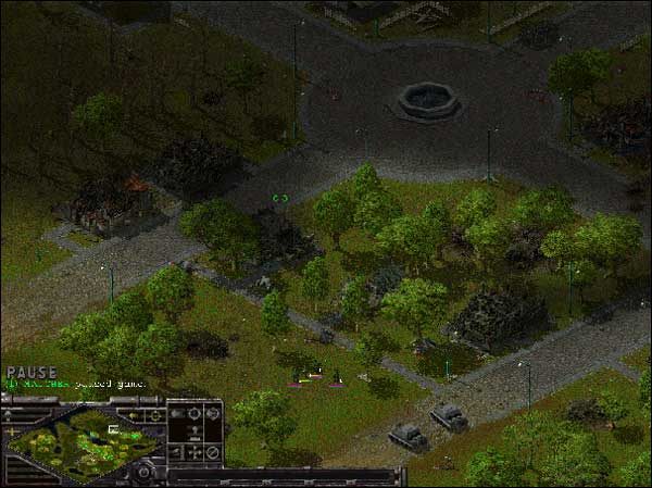 Kiedy już będziesz mniej więcej w tym miejscu jak na screenie , to zaatakuj wszystkimi swoimi wojskami, bo przeciwnik już będzie zbyt słaby, żeby ci zniszczyć choć jedną jednostkę - Alianci: Misja 6 - Sudden Strike - Opis przejścia gry po stronie Aliantów - poradnik do gry