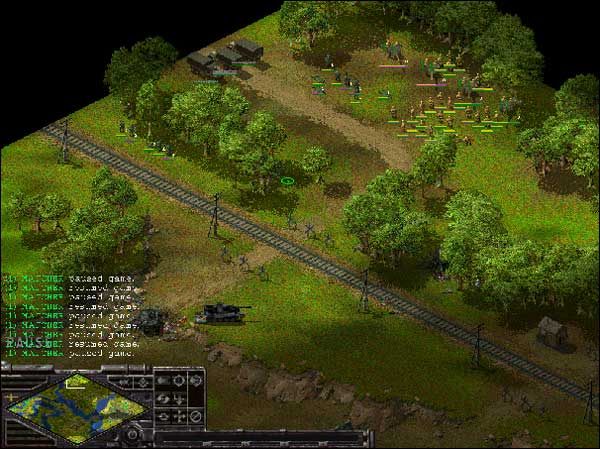 Zauważ czterech snajperów wysuniętych na przód, zaraz koło drzew - Alianci: Misja 7 - Sudden Strike - Opis przejścia gry po stronie Aliantów - poradnik do gry