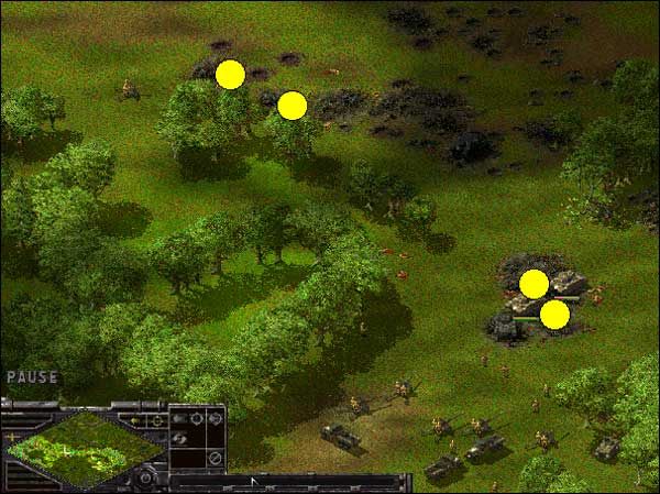 Field guny są na południe od miejsca na screenie - Alianci: Misja 12 - Sudden Strike - Opis przejścia gry po stronie Aliantów - poradnik do gry