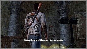 Za kolejnym zakrętem bohater zbiegł po schodach - w pewnym momencie brakowało sporego ich fragmentu, więc zeskoczył dalej - Rozdział 6 Unlocking the Past | Przygoda | Solucja Uncharted Drakes Fortune - Uncharted: Drakes Fortune - poradnik do gry