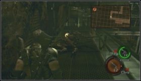 Idąc dalej pozbywamy się kolejnych maijnów, strzelających do nas z AK-47 i jeszcze jednego owada - Uroboros Research Facility (5-3) (1) | Opis przejścia Resident Evil 5 - Resident Evil 5 - poradnik do gry