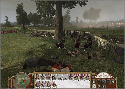 Nie polecam samemu ukrywać się za murkami, zwłaszcza jak się posiada technologię ostrzał szeregami (Fire by Rank) - Piechota (cz.2) | Bitwy lądowe w Empire Total War - Empire: Total War - poradnik do gry