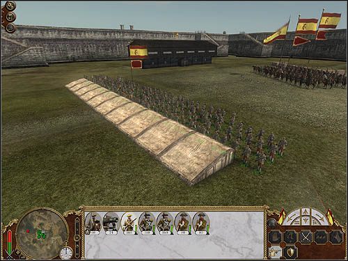 Prowizoryczne fortyfikacje można stawiać również w tradycyjnych bitwach lądowych, ale pod warunkiem, że Twoja armia została zaatakowana po dwóch turach spędzonych w jednym i tym samym miejscu. - Perspektywa obrońcy | Oblężenia w Empire Total War - Empire: Total War - poradnik do gry