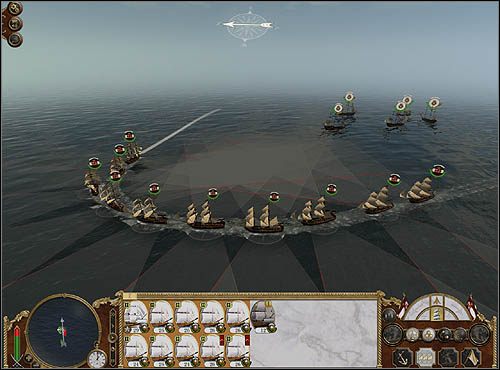 Komputerowemu przeciwnikowi również zdarza się stosować szyk liniowy. - Szyk liniowy | Bitwy morskie w Empire Total War - Empire: Total War - poradnik do gry