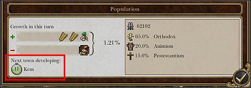 Na karcie regionu możesz sprawdzić, za ile tur na mapie pojawi się kolejne miasteczko. - Budowa | Zarządzanie regionami w Empire Total War - Empire: Total War - poradnik do gry