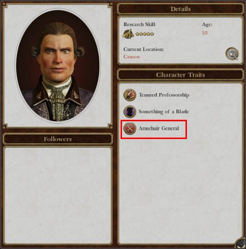 Salonowy generał (ang. Armchair General) pozwala szybciej opracowywać technologie militarne. - Ośrodki naukowe | Rozwój technologiczny w Empire Total War - Empire: Total War - poradnik do gry