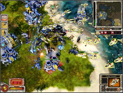 Na zejściu ze wzniesienia posadź jedno szybkostrzelne działko, by odpędzić żołnierzy i poświeć uwagę budowaniu eskadry myśliwców - Groźne niebo | Wyzwania poboczne | Command & Conquer Red Alert 3 - Powstanie - Command & Conquer: Red Alert 3 - Powstanie - poradnik do gry