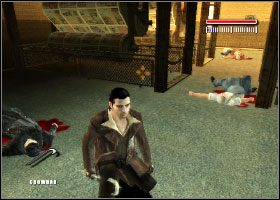 Szybko zakradamy się wzdłuż prawej ściany i eliminujemy patrolującego teren przeciwnika w brązowej kurtce [1] , a chwilę później jego przyjaciela w czarnej - Rozdział 6 | Made Man Prawa Ręka Mafii - Made Man: Prawa Ręka Mafii - poradnik do gry