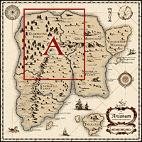 Na znajdującej się obok małej mapie całego świata Arcanum zaznaczony został fragment, którego większe zbliżenie znajduje się poniżej (zaznaczone zostały na nim wszystkie występujące w grze na danym terenie lokacje) - Poradnik do gry - Mapa Świata #A - Arcanum: Przypowieść o Maszynach i Magyi - poradnik do gry