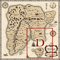 Na znajdującej się obok małej mapie całego świata Arcanum zaznaczony został fragment, którego większe zbliżenie znajduje się poniżej (zaznaczone zostały na nim wszystkie występujące w grze na danym terenie lokacje) - Mapa Świata #D | Arcanum Przypowieść o Maszynach i Magyi - Arcanum: Przypowieść o Maszynach i Magyi - poradnik do gry