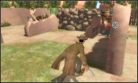 Aby rozpocząć ostatnią strzelaninę na cmentarzu przejdź przez bramę - Opis przejścia cz.6 - Fenimore Fillmore: Zemsta - poradnik do gry