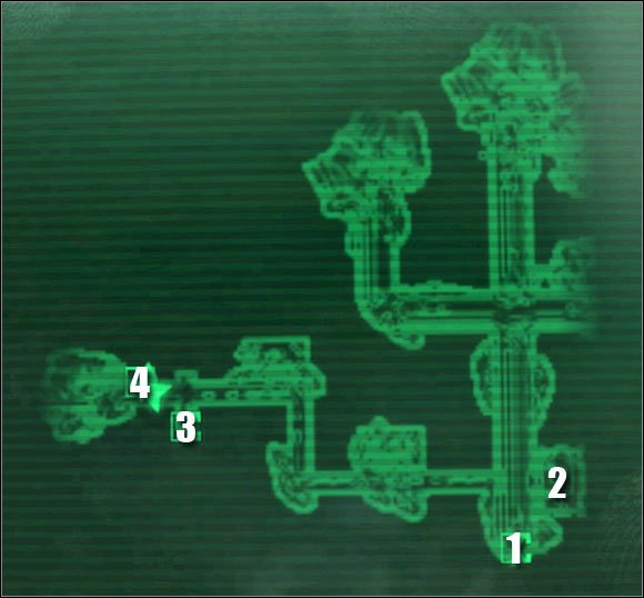 Oznaczenia na mapie: 1 - wejście do tuneli - Fallout 3: Główne questy - Quest 3 (cz.1) Broken Steel - Fallout 3 - poradnik do gry