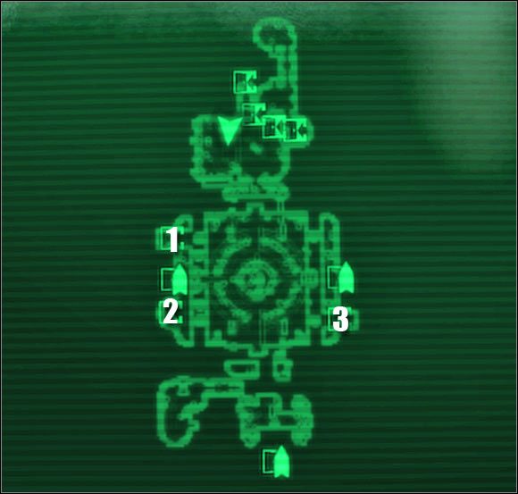 Oznaczenia na mapie: 1 - przejście do: Maszynownia - Fallout 3: Główne questy - QUEST 2 Poboczne lokacje (cz.1) Mothership Zeta - Fallout 3 - poradnik do gry