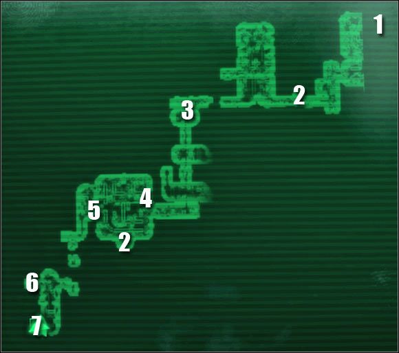 Oznaczenia na mapie: 1 - przejście do: Poziom serwisowy - Główne questy - QUEST 2 Poboczne lokacje (cz.3) | Mothership Zeta | Fallout 3 - Fallout 3 - poradnik do gry