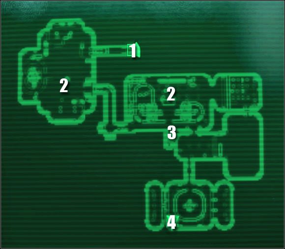 Oznaczenia na mapie: 1 - przejście do: Magazyn - Główne questy - QUEST 2 Poboczne lokacje (cz.5) | Mothership Zeta | Fallout 3 - Fallout 3 - poradnik do gry