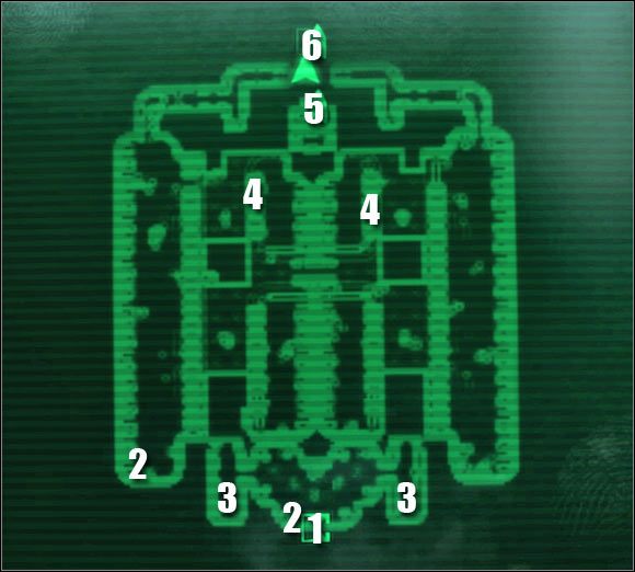 Oznaczenia na mapie: 1 - przejście do: Laboratorium kriogeniczne - Główne questy - QUEST 2 Główne lokacje (cz.3) | Mothership Zeta | Fallout 3 - Fallout 3 - poradnik do gry