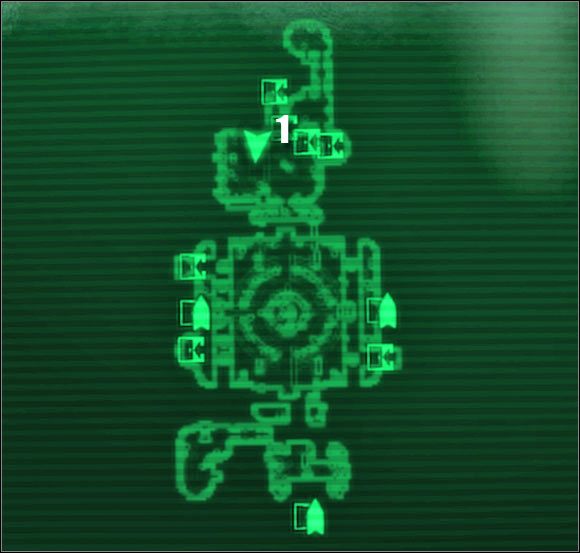 Oznaczenia na mapie: 1 - przejście do: Komora dekompresyjna - Główne questy - QUEST 2 Zakończenie | Mothership Zeta | Fallout 3 - Fallout 3 - poradnik do gry