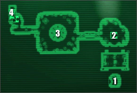 Oznaczenia na mapie: 1 - miejsce startu - Główne questy - QUEST 3 (cz.1) | Mothership Zeta | Fallout 3 - Fallout 3 - poradnik do gry