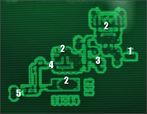 Oznaczenia na mapie: 1 - przejście do: Laboratorium broni - Główne questy - QUEST 3 (cz.3) | Mothership Zeta | Fallout 3 - Fallout 3 - poradnik do gry