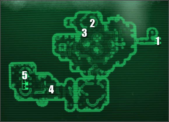 Oznaczenia na mapie: 1 - przejście do: Laboratorium eksperymentów - Główne questy - QUEST 3 (cz.4) | Mothership Zeta | Fallout 3 - Fallout 3 - poradnik do gry