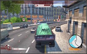 Po wyjechaniu z tunelu natrafisz na blokadę - nie przejmuj się wcale i nie zwalniaj ani na moment - Żądło Miguela | Fabuła | Wheelman - Wheelman - poradnik do gry