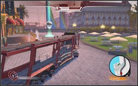 W górnej części ekranu widnieje pasek stanu zdrowia transportera, postaraj się go nie uszkodzić - Równowaga sił - Odzyskanie transportera | Fabuła | Wheelman - Wheelman - poradnik do gry