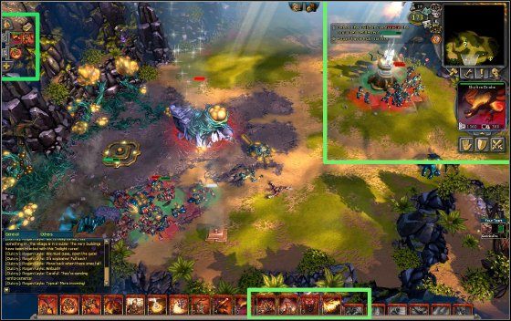 Zaznaczone ramkami fragmenty opisane są poniżej - Interfejs podczas walki | BattleForge - BattleForge - poradnik do gry