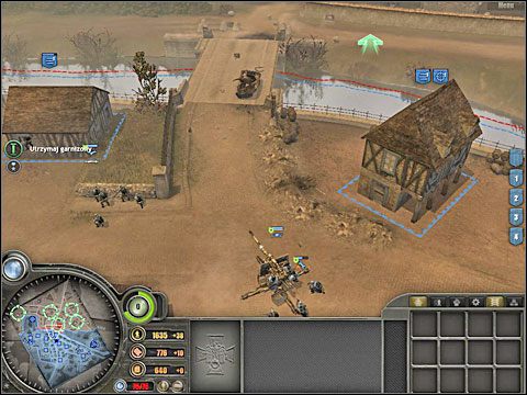 Na południowym wschodzie postanowiłem bronić punktu amunicyjnego przeprawiając przez rzekę część sił - Misja 2 - Oblężone miasto (cz.1) - Bitwa pod Falaise - Company of Heroes: Chwała Bohaterom - poradnik do gry