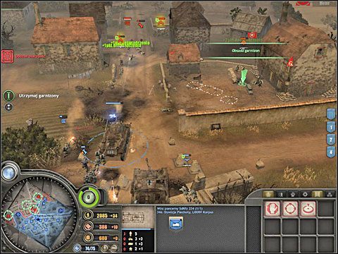 W międzyczasie otrzymasz dodatkowe wytyczne: wybudowania umocnień obronnych w miejscach wskazywanych pomarańczowymi strzałeczkami (oba brody i główny most) - Misja 2 - Oblężone miasto (cz.2) - Bitwa pod Falaise - Company of Heroes: Chwała Bohaterom - poradnik do gry