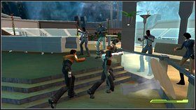 Miła konwersacja przy barze zostaje zakłócona przez agresywnych marines - musicie im pokazać, kto rządzi - Poradnik do gry - Opis przejścia - część pierwsza - 01 | Advent Rising - Advent Rising - poradnik do gry