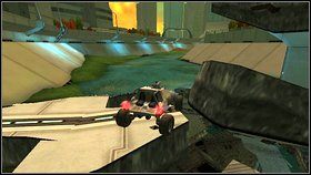 Rozpędź się i spróbuj przeskoczyć wyrwę w moście - nie uda się - Opis przejścia - część druga - 01 | Advent Rising - Advent Rising - poradnik do gry