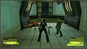 Ostatnie drzwi - koło płonącego wraku - wiodą do pomieszczenia, gdzie zniszczysz kilku kolejnych wrogów - Opis przejścia - część druga - 02 | Advent Rising - Advent Rising - poradnik do gry