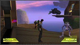 Z korytarzyka przejście do większego - uważaj na kilkuosobowy komitet powitalny - Opis przejścia - część czwarta - 02 | Advent Rising - Advent Rising - poradnik do gry