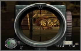 Na miejscu zabijamy 3 przeciwników i szybko biegniemy za wrogi czołg [1] - [Opis przejścia] Atak na Zaopatrzenie | Sniper Elite Berlin 1945 - Sniper Elite: Berlin 1945 - poradnik do gry