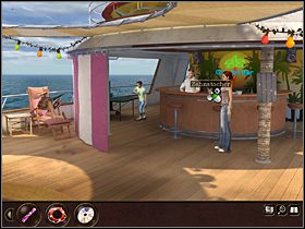 Opuściwszy okolice recepcji (kursor w dole ekranu), Nina maszeruje na pokład słoneczny - Morze Północne - Rejs statkiem wycieczkowym Calypso (cz.2) - Tajne akta 2: Puritas Cordis - poradnik do gry