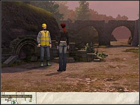 Tak Nina dociera do stanowiska geodety i przekonuje się, że laser poziomicy wskazuje stertę gruzu po prawej - Francja - Gatineau (cz.2) | Tajne akta 2 Puritas Cordis - Tajne akta 2: Puritas Cordis - poradnik do gry