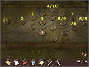 A zatem przyciski na tablicy należy wcisnąć w takiej kolejności, by utworzyły imię arcybiskupa: AUSTREBERT - Francja - Gatineau (cz.2) | Tajne akta 2 Puritas Cordis - Tajne akta 2: Puritas Cordis - poradnik do gry