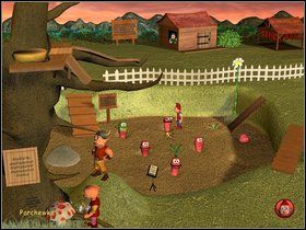 Użyj grzyba i pogadaj z parchewką na gałęzi - Etap trzynasty - Parchewkowe Pole | Gobliiins 4 - Gobliiins 4 - poradnik do gry