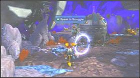 Podejdź do krawędzi i stań na szarej kładce - Apogee Space Station, Nundac Asteroid Ring | Opis przejścia - Ratchet & Clank: Tools of Destruction - poradnik do gry