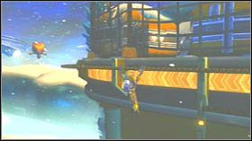 Biegnij cały czas na wprost likwidując piratów aż dojdziesz do zamkniętego mostu - IRIS Supercomputer, Kreeli Comet | Opis przejścia - Ratchet & Clank: Tools of Destruction - poradnik do gry