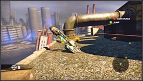 Nowo zdobytą giwerę dobrze byłoby wykorzystać do wyeliminowania okolicznych snajperów, którzy pojawi się w okolicy - Rozdział 2 - Trent Industrial District I | Akt 1 Bionic Commando - Bionic Commando - poradnik do gry