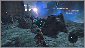 Skieruj się w stronę oznaczonego przez grę budynku, a po dotarciu na miejsce gra wyświetli, o dziwo, dłuższą scenkę przerywnikową - Rozdział 2 - Trent Industrial District IV | Akt 1 Bionic Commando - Bionic Commando - poradnik do gry