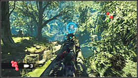 Jak zapewne zdążyłeś zauważyć, centralna wysepka okupowana jest przez kilku wartowników, których warto byłoby pozbyć się z większej odległości - Rozdział 1 - Ascension City Park I | Akt 2 Bionic Commando - Bionic Commando - poradnik do gry