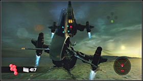 Po tym jak znajdziesz się wystarczająco blisko nowej maszyny puść lewy trigger, szybko podbiegnij do przodu i wykonaj skok w stronę jednostki wroga - Rozdział 1 - Buraq Armada | Akt 3 Bionic Commando - Bionic Commando - poradnik do gry